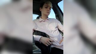 Twink Gets Risky and Cums in the Car while Waiting in the Parking Lot. - 6 image