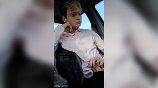 Twink Gets Risky and Cums in the Car while Waiting in the Parking Lot. - 7 image
