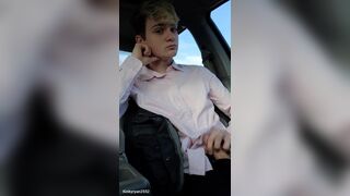 Twink Gets Risky and Cums in the Car while Waiting in the Parking Lot. - 8 image
