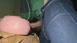 Delivery guy practice fuck with sex toy before going to work. - 3 image