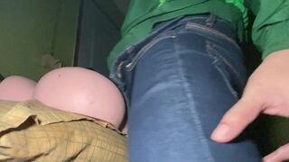 Delivery guy practice fuck with sex toy before going to work. - 9 image