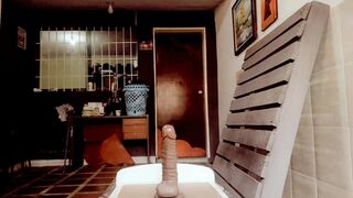 Porn gay - mature Man ride big dildo all the day