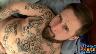 Handsome inked straight thug Jacque Gosling masturbates solo - 11 image