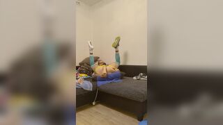 (GER) Sk8erboy-twink sniffs his own sneakers and socks are sooo horny ,stretching and Training gaped Asspussy  raw