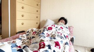 A horny morning scene of a perverted Japanese amateur male. - 2 image