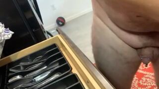 Dad bod naked man doing dishes - 6 image