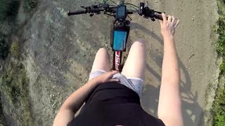 Naked and horny in public - POV cam - Riding nude in nature, shaved body, exhibitionist masturbate to cumshot - 4 image