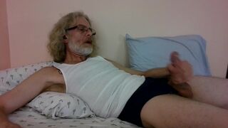 JerkinDad14 - Mature Gay Male Masturbates His Dong While Wearing Blue Briefs - 11 image