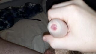 EDGING AN UNCUT COCK - BIG CUMSHOT ON MYSELF - 10 image