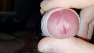 EDGING AN UNCUT COCK - BIG CUMSHOT ON MYSELF - 8 image