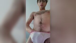 WEBSLUT RECORDING HIMSELF WEARING WOMENS UNDERWEAR WITH AN ENORMOUS COCK IS HIS BUTT - 7 image