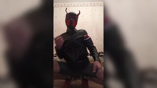 The puppy shows his body and dances to the music