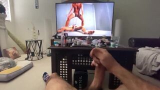 Watching porn and jerking with a blunt and . No edits. - 10 image