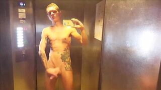TOTAL EXHIB ! NAKED in Elevator & Hotel Smoking Lounge