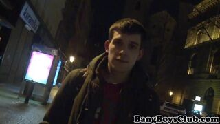 Rimmed twink fucks mature ass raw in bathroom - 2 image