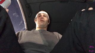 Dude Doms Sissy with Burps in Car POV