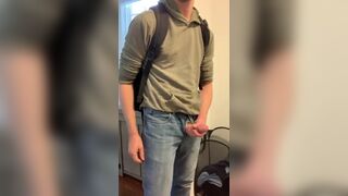 College Boy Jerks his Big Hairy Dick after School - 2 image