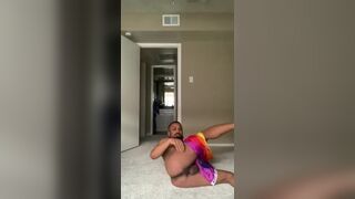Young College Fat Booty Black Guy Dances in Rainbow Flag - 2 image
