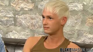 Tattooed twink Theo stroking hard big dick solo masturbation - 1 image