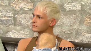 Tattooed twink Theo stroking hard big dick solo masturbation - 2 image