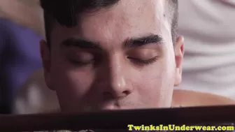 Non-Professional twink assfingered during the time that jerking off