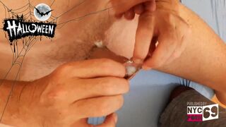 Sex Halloween i jerkoff on his biggest ramrod and i eat the cum!