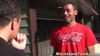 Ebon twink sucks and rides darksome jock