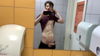 Sexy stud Jerking Off in Biffy at Gym (RISKY)/ Not Quite caught ! /Hunks /Cute - 2 image