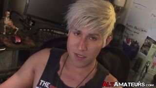 Guy toy cute blond alternative hardcore jerked off by interviewer