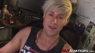 Guy toy cute blond alternative hardcore jerked off by interviewer