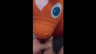 Hard pecker and inflatable Rody toy until jizz flow