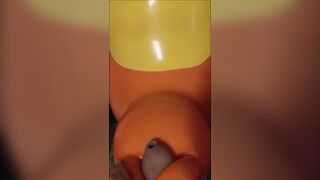 Hard pecker and inflatable Rody toy until jizz flow