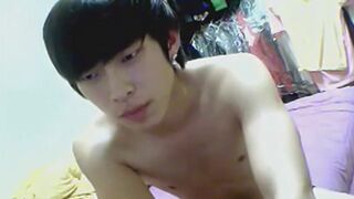 cute Asian twink strip & wank on webcam (455) - 3 image
