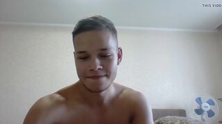 very cute 19yo legal age teenager hunk Johnny strokes his knob and cum - 3 image