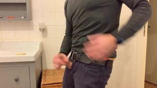 Jerking off and cumming on my jeans - 1 image