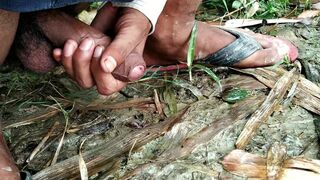 Hawt large rod cook jerking in village outdoor and jizz flow