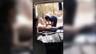 Concupiscent pair having sex in van