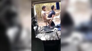 Concupiscent pair having sex in van