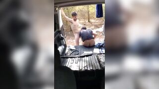 Concupiscent pair having sex in van