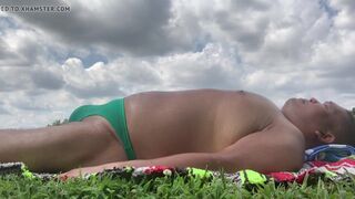 Sunbathing in Bayonne Park in my Green Bikini - 3 image
