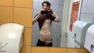 Sexy dude Jerking Off in Lavatory at Gym (RISKY)/ Not Quite caught ! /Hunks /Cute - 2 image