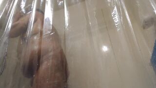 shaving ramrod & balls in shower