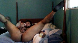 Jerking Off on Ottoman with Legs Up and Fingering.