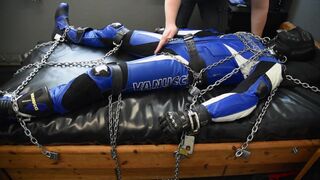Blue German Biker Chained for some CBT - 2 image