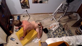 Slam Fucked by Fucking Machine with Mask. Huge Dildo Hurts - 3 image