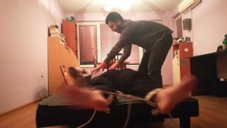 Hot Guy Feet Tickle Tortured in Sneakers, Black Socks and Bare Feet