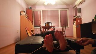 Hot Guy Feet Tickle Tortured in Sneakers, Black Socks and Bare Feet - 3 image