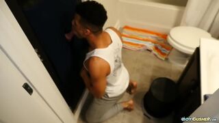 Gloryhole of Young Guy Takes a Load in his Ass in an Apartment Bareback - 1 image