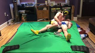 Hot Jock Punishes Wrestler after Match: Bondage, Gutpunching, Ball Slapping