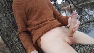 Slimed Twink Climbing Trees! Massive Creamy Cumshot.